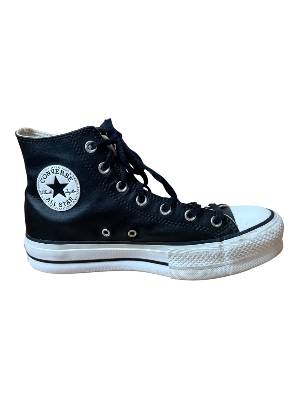 Converse Chuck Taylor All Star Leather Platform High Top Black Sneakers